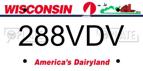 288VDV Wisconsin License Plate