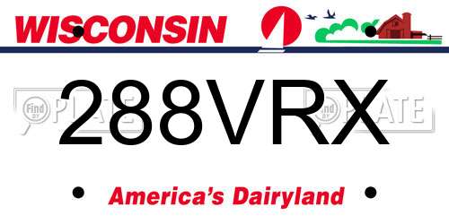 288VRX Wisconsin License Plate