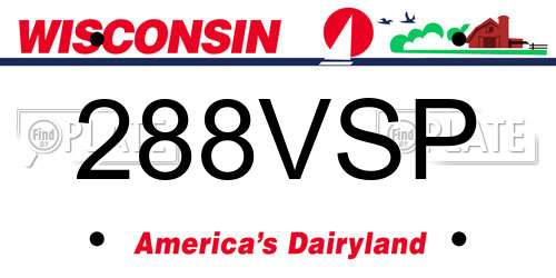 288VSP Wisconsin License Plate