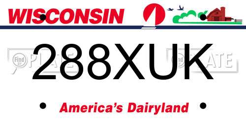 288XUK Wisconsin License Plate