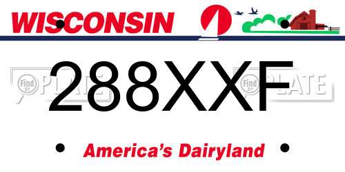 288XXF Wisconsin License Plate
