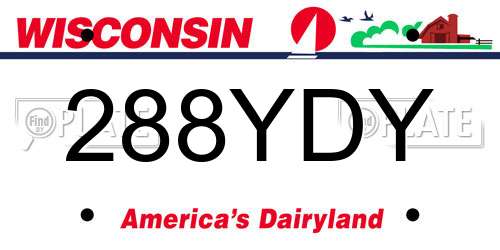 288YDY Wisconsin License Plate