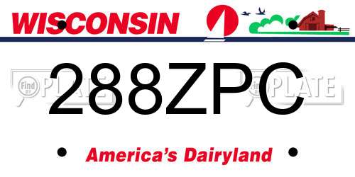288ZPC Wisconsin License Plate