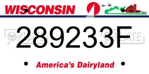 289233F Wisconsin License Plate