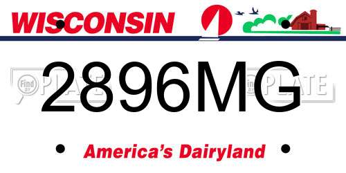 2896MG Wisconsin License Plate
