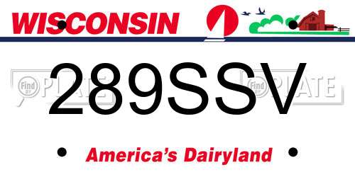 289SSV Wisconsin License Plate