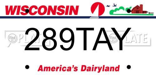 289TAY Wisconsin License Plate