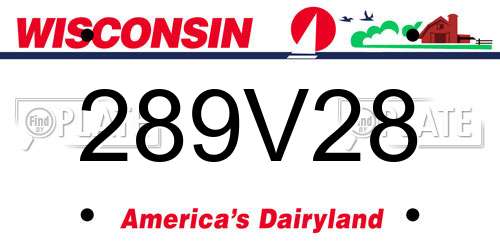 289V28 Wisconsin License Plate