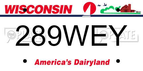 289WEY Wisconsin License Plate