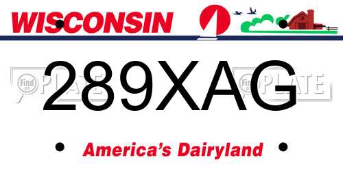 289XAG Wisconsin License Plate
