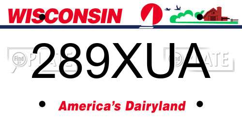 289XUA Wisconsin License Plate