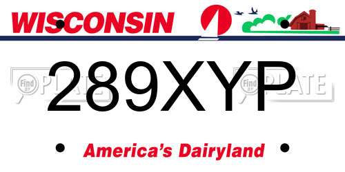 289XYP Wisconsin License Plate