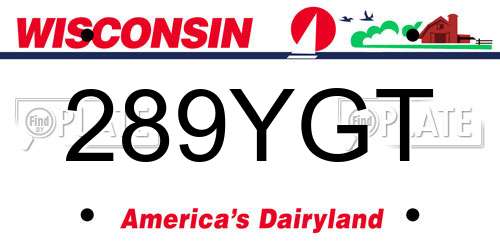 289YGT Wisconsin License Plate