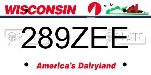 289ZEE Wisconsin License Plate