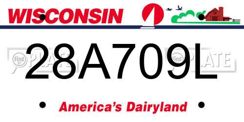 28A709L Wisconsin License Plate