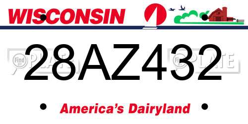 28AZ432 Wisconsin License Plate