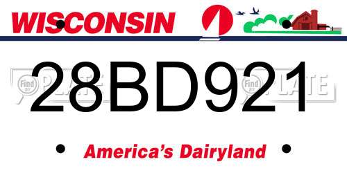 28BD921 Wisconsin License Plate