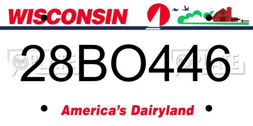 28BO446 Wisconsin License Plate