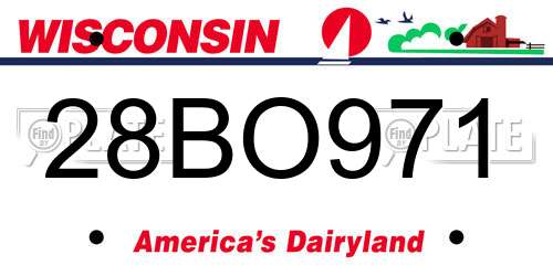 28BO971 Wisconsin License Plate