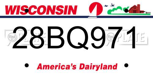 28BQ971 Wisconsin License Plate
