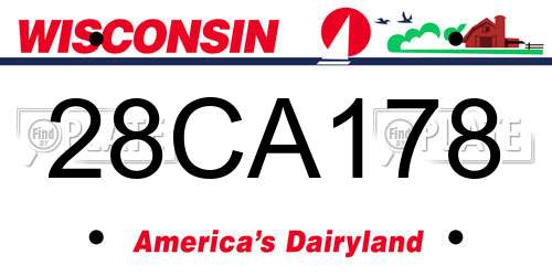 28CA178 Wisconsin License Plate