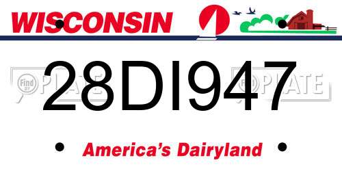 28DI947 Wisconsin License Plate