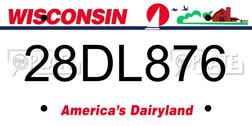 28DL876 Wisconsin License Plate