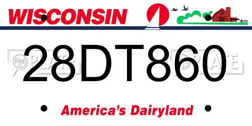 28DT860 Wisconsin License Plate