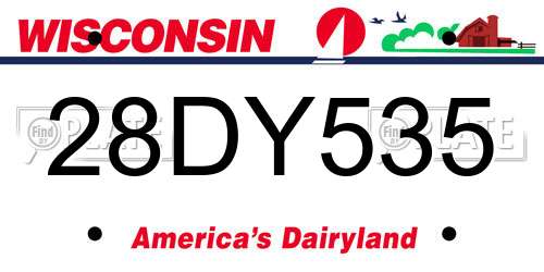 28DY535 Wisconsin License Plate
