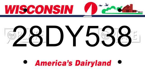 28DY538 Wisconsin License Plate