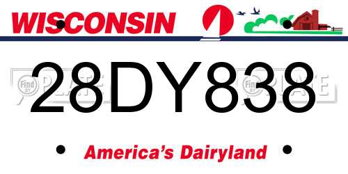 28DY838 Wisconsin License Plate