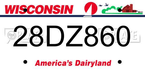 28DZ860 Wisconsin License Plate