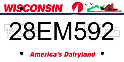 28EM592 Wisconsin License Plate
