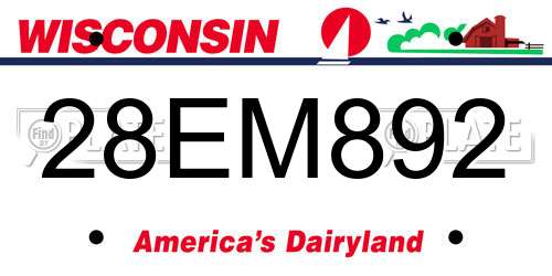 28EM892 Wisconsin License Plate