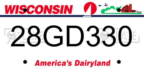 28GD330 Wisconsin License Plate