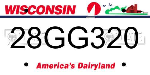 28GG320 Wisconsin License Plate