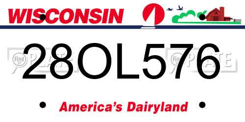 28OL576 Wisconsin License Plate