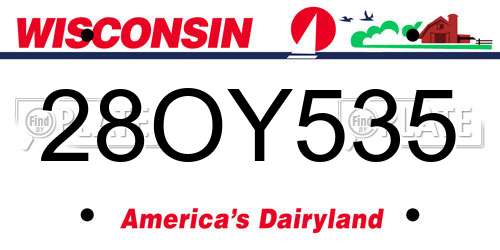 28OY535 Wisconsin License Plate