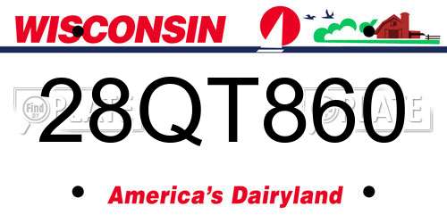28QT860 Wisconsin License Plate