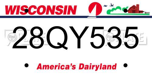 28QY535 Wisconsin License Plate