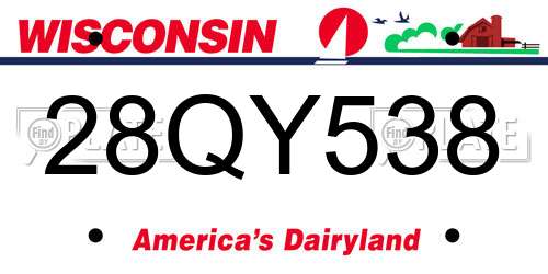 28QY538 Wisconsin License Plate