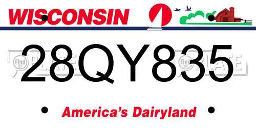 28QY835 Wisconsin License Plate