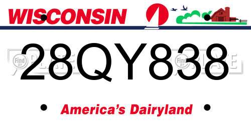 28QY838 Wisconsin License Plate