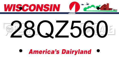 28QZ560 Wisconsin License Plate