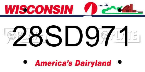 28SD971 Wisconsin License Plate