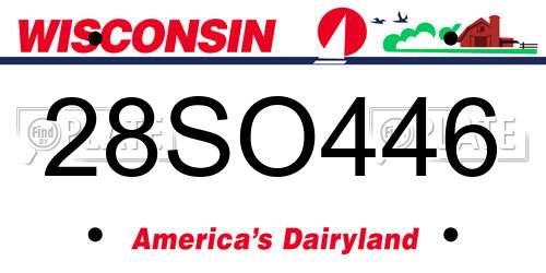 28SO446 Wisconsin License Plate