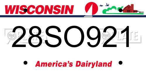 28SO921 Wisconsin License Plate