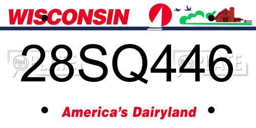 28SQ446 Wisconsin License Plate
