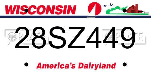 28SZ449 Wisconsin License Plate