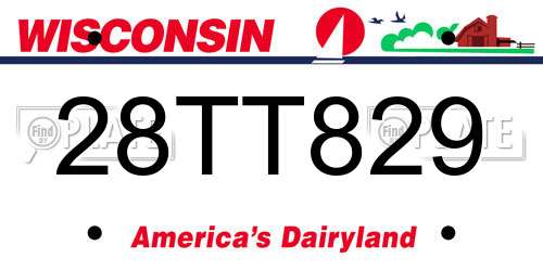 28TT829 Wisconsin License Plate